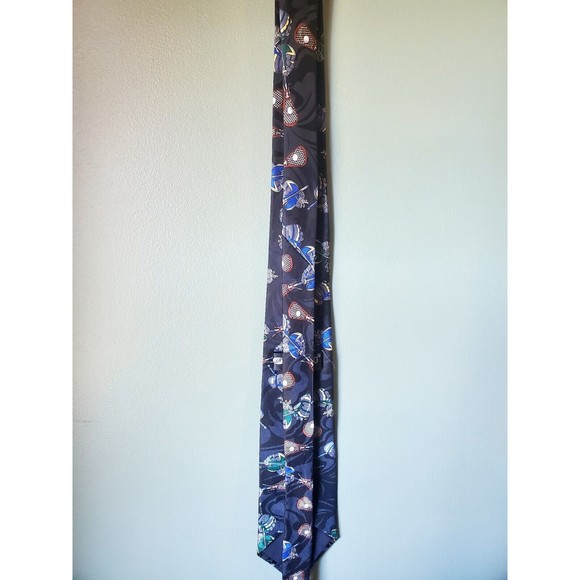 Fratello Hand Made Lacrosse Men's Necktie LAX Black - Picture 4 of 6